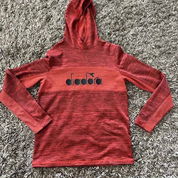Diadora Boy Size Large, long-sleeve hooded T-shirt, like new, rust orange color - Picture 1 of 8